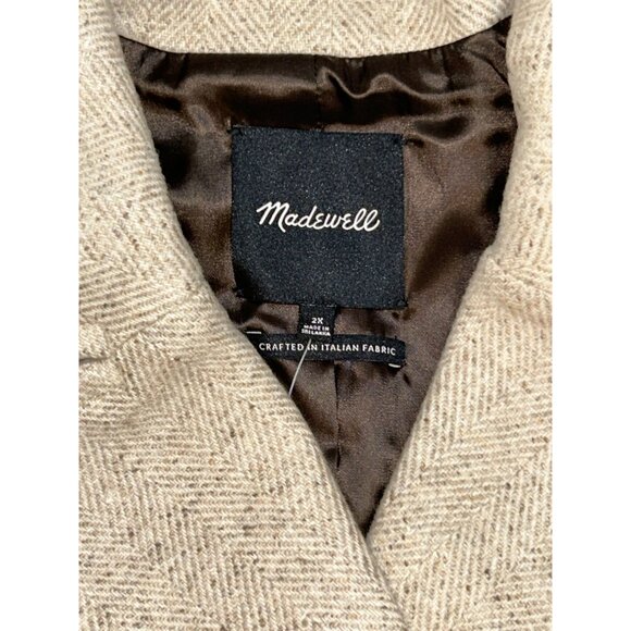 Madewell Womens Plus Oversized-Collar Short Peacoat in Herringbone 2X Old Money - Picture 5 of 8